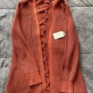 NWT - PINQUE Brand - Rusty Orange Cardigan (Sz. X-Small)